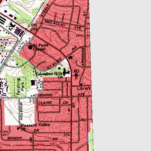 Topographic Map of Georgian Hills Baptist Church, TN