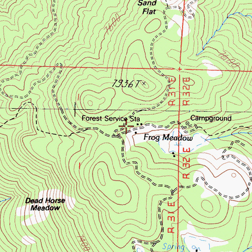 Topographic Map of Frog Meadow Guard Station, CA