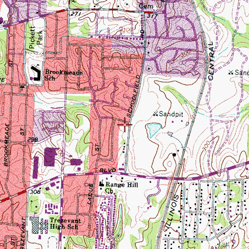 Topographic Map of Grace Bible Baptist Church, TN