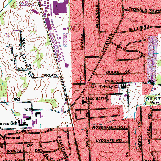 Topographic Map of Grace Evangelical Free Church, TN