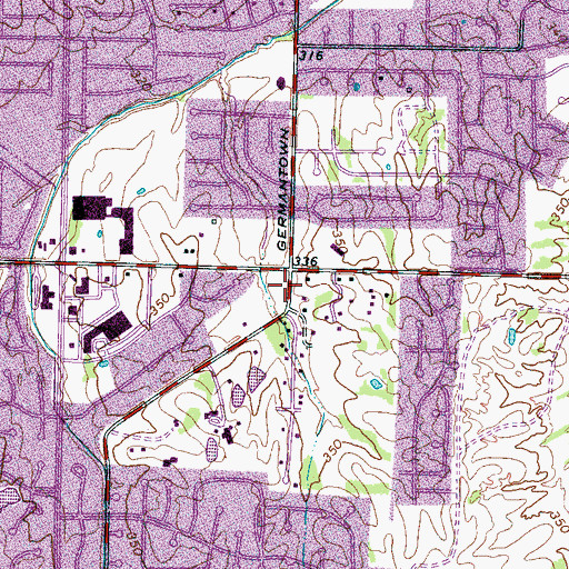 Topographic Map of Grace Free Will Baptist Church, TN