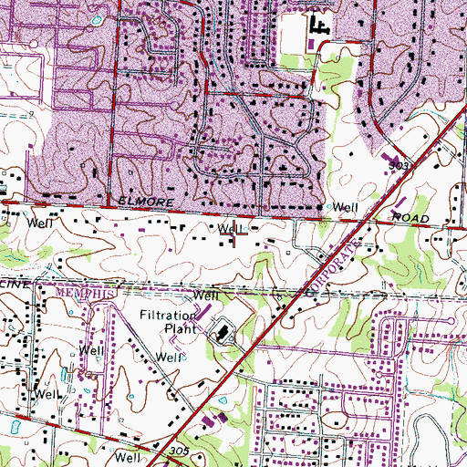 Topographic Map of Grace Memorial Baptist Church, TN