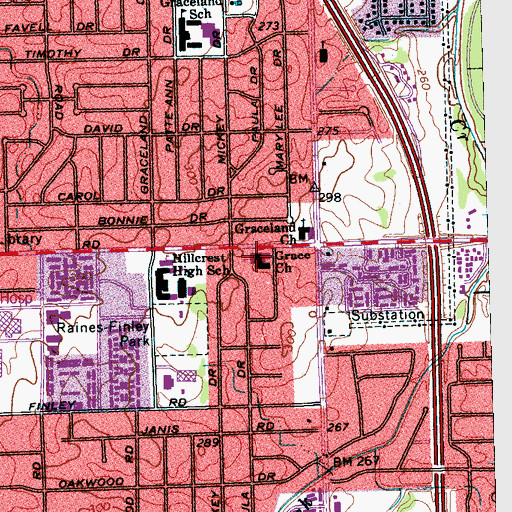 Topographic Map of Grace United Methodist Church, TN
