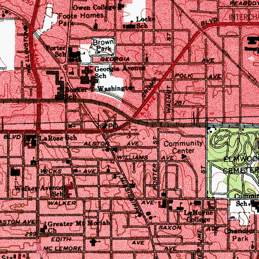 Topographic Map of Greater Beulah Land Missionary Baptist Church, TN