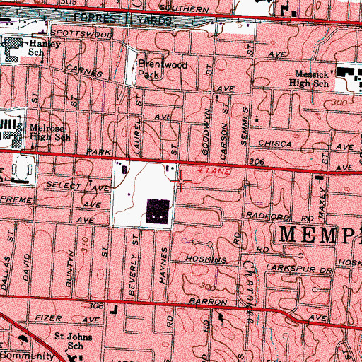 Topographic Map of Greater Faith Baptist Church, TN