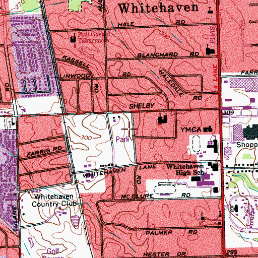 Topographic Map of Greater Faith Tabernacle Church of God in Christ, TN