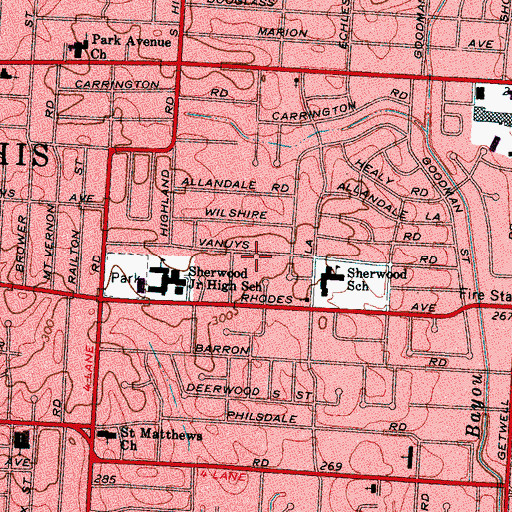 Topographic Map of Greater Life Missionary Baptist Church, TN