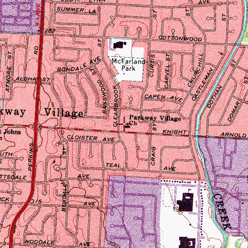 Topographic Map of Greater Middle Baptist Church, TN