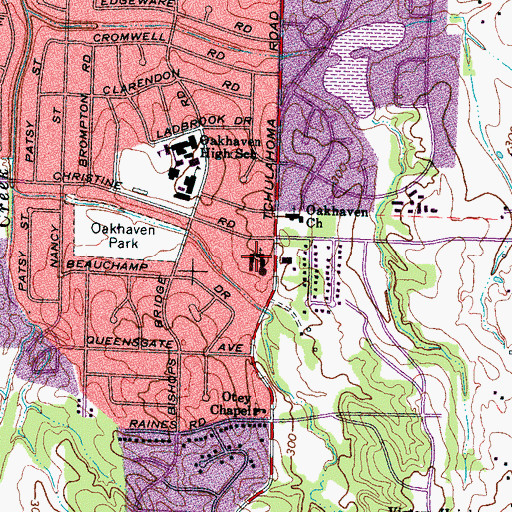 Topographic Map of Healing Center Full Gospel Baptist Church, TN