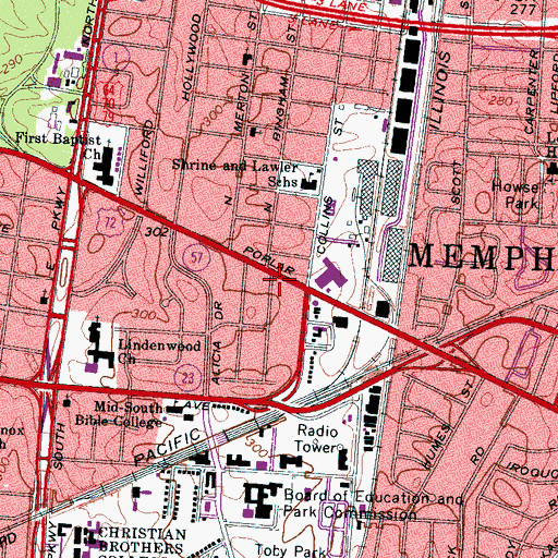 Topographic Map of Healing Hearts Ministries, TN