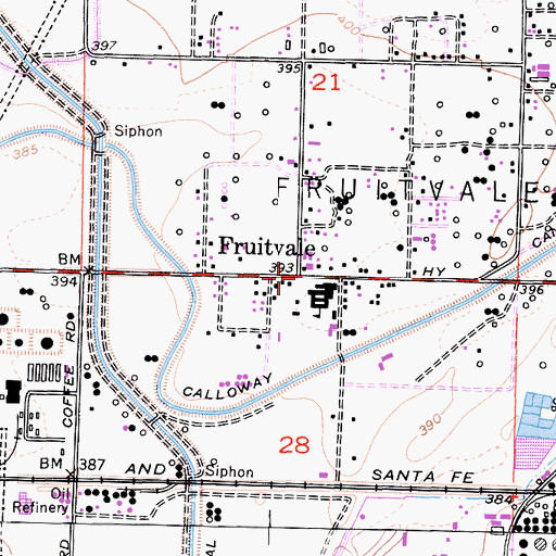 Topographic Map of Fruitvale, CA