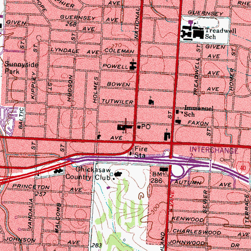 Topographic Map of Highland Heights Baptist Church Missionary Home North, TN