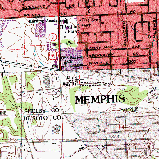 Topographic Map of Holy Spring Baptist Church, MS
