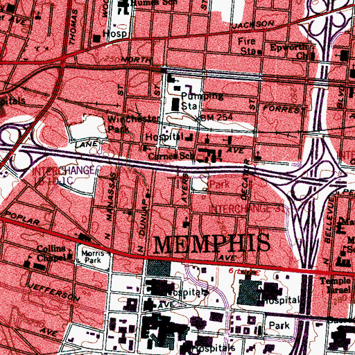 Topographic Map of Hopewell Baptist Church, TN