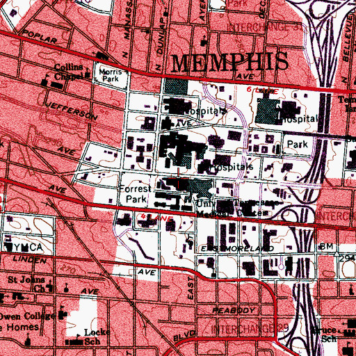 Topographic Map of Alexander Building, TN