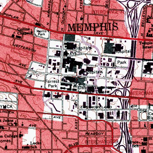 Topographic Map of Baptist Health Topic Library, TN