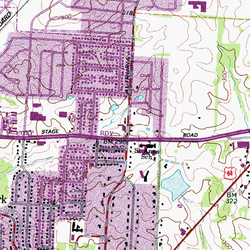 Topographic Map of Bartlett Fire Department, TN