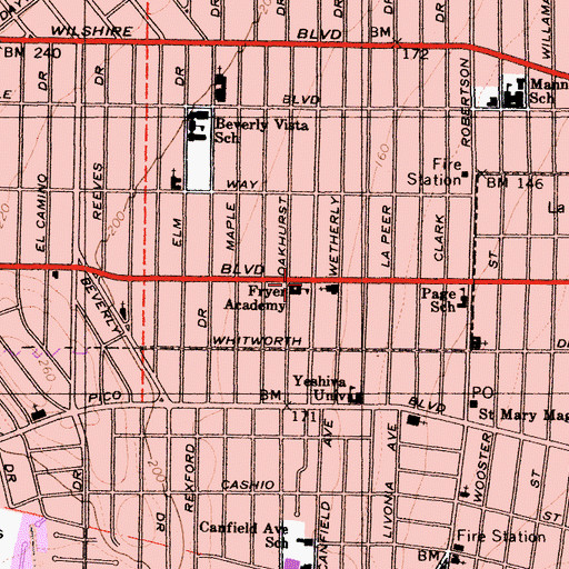 Topographic Map of Fryer Academy, CA