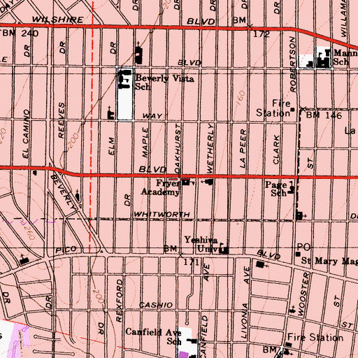 Topographic Map of Fryer Academy, CA