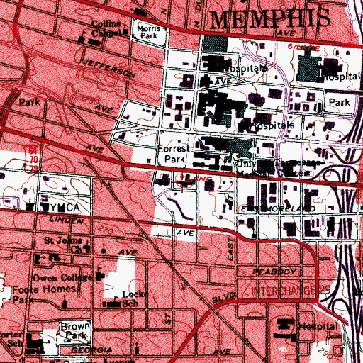 Topographic Map of Beale Building, TN