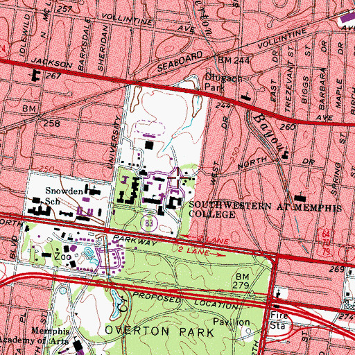 Topographic Map of Blount Hall, TN