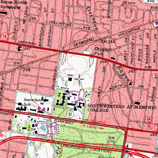Topographic Map of Bryan Hall, TN