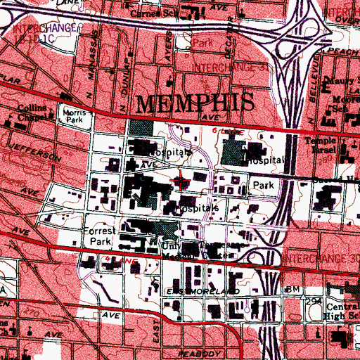 Topographic Map of Coleman College of Medicine Building, TN