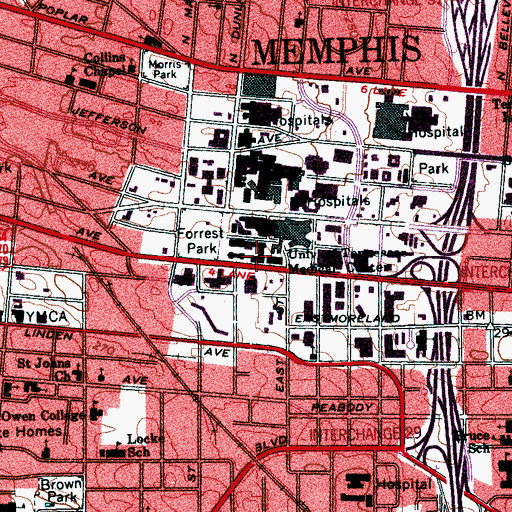 Topographic Map of Crowe Research Building, TN