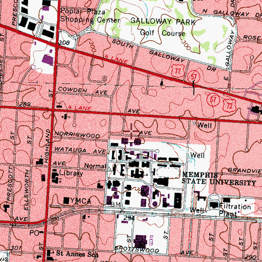 Topographic Map of Deloach Parking Garage, TN