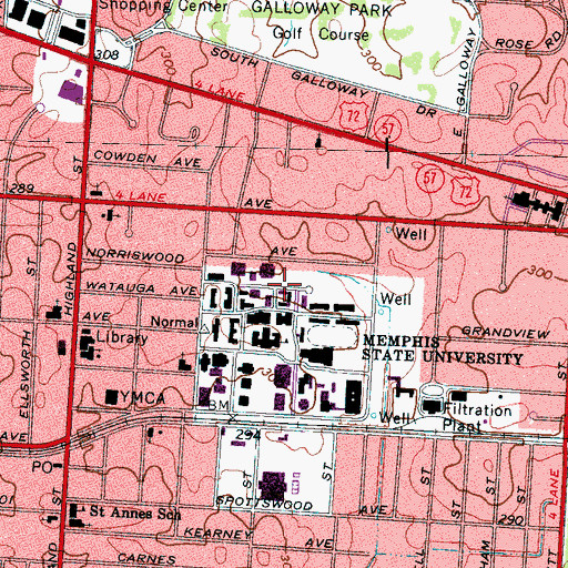 Topographic Map of Dunavant Plaza, TN