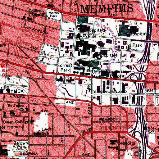 Topographic Map of Dunn Dental Building, TN