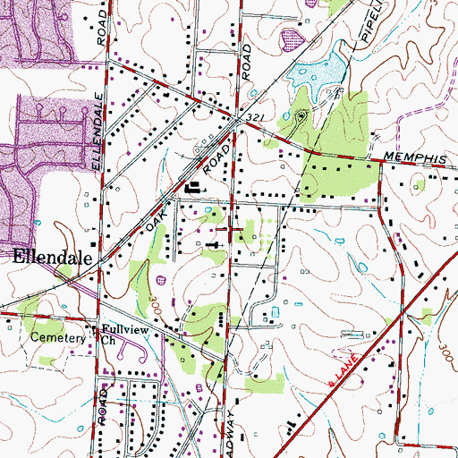 Topographic Map of Ellendale Baptist Church Family Life Center, TN