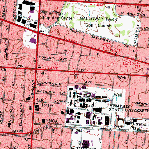 Topographic Map of Fogelman College of Buisness and Technology Administration Building, TN