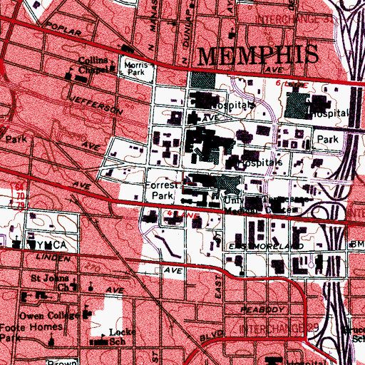 Topographic Map of Fourt Pharmacy Reasearch Building, TN