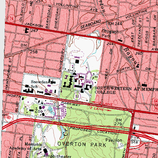 Topographic Map of Frazier Jelke Science Center, TN