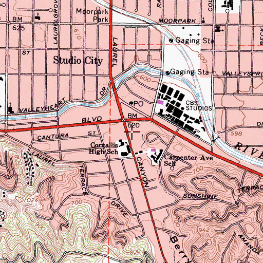 Topographic Map of Fryman Canyon, CA