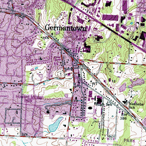 Topographic Map of Germantown United Methodist Church Owing Life Enrichment Center, TN
