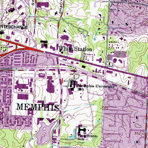 Topographic Map of Hyde Library, TN