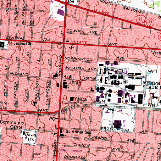 Topographic Map of Jewish Student Union, TN