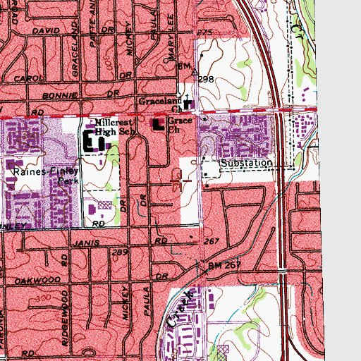 Topographic Map of Koinonia Baptist Church Family Life Center, TN