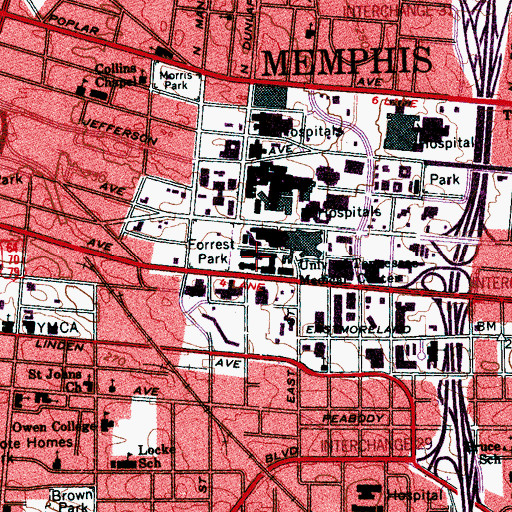 Topographic Map of Link Building, TN