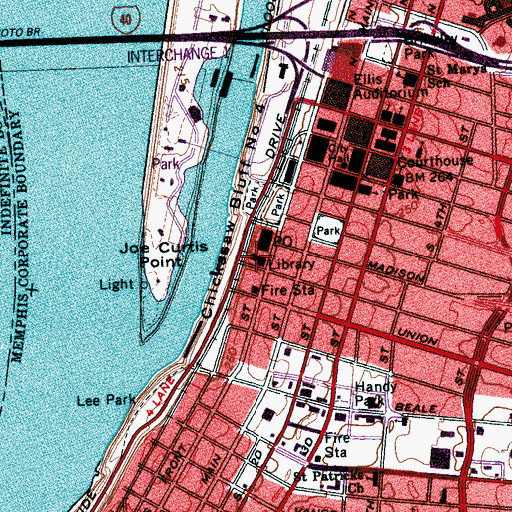 Topographic Map of Memphis and Shelby County Archives, TN