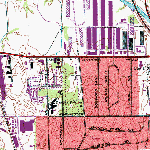 Topographic Map of Middle Baptist Church Family Life Center, TN