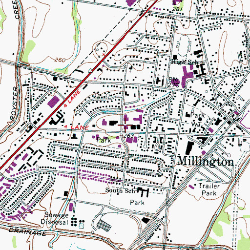 Topographic Map of Millington Fire Department Station 1, TN