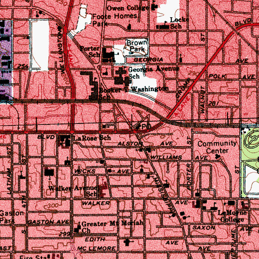 Topographic Map of George W Lee Post Office, TN