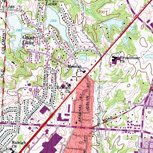 Topographic Map of Raleigh Post Office, TN