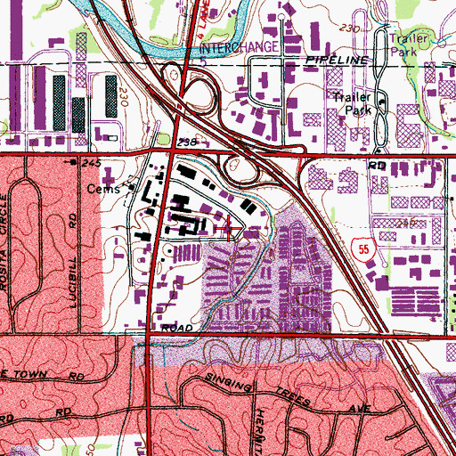 Topographic Map of Whitehaven Post Office, TN