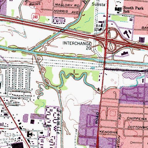 Topographic Map of American Way Middle School, TN