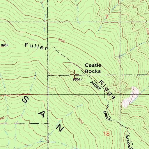 Topographic Map of Fuller Ridge, CA