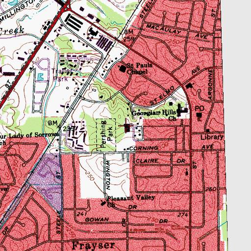 Topographic Map of Corning Elementary School, TN